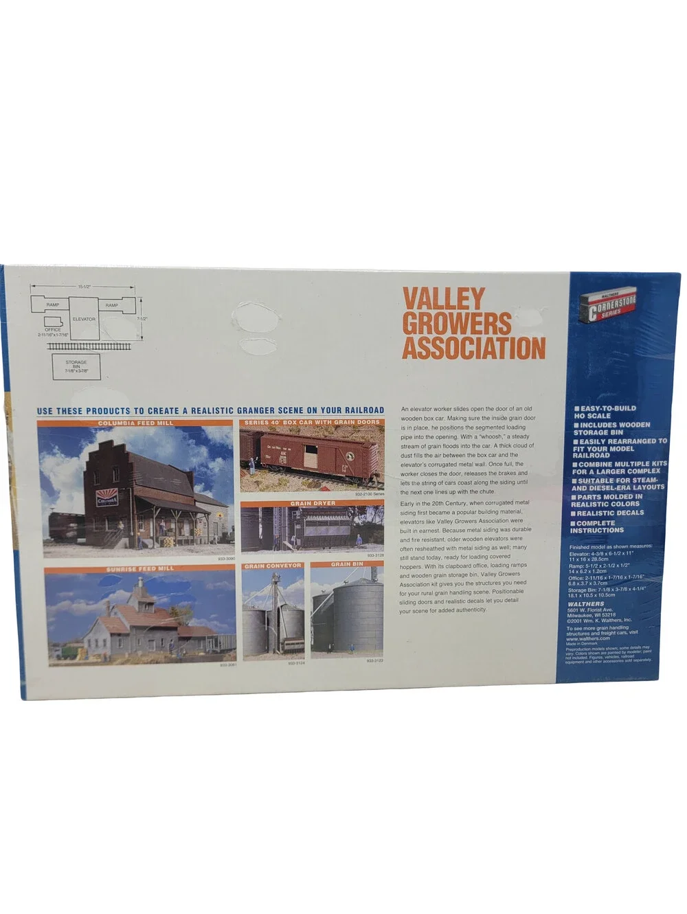 Walthers HO 1/87  Valley Growers Association Steel Grain Elevator Mill 933-3096
